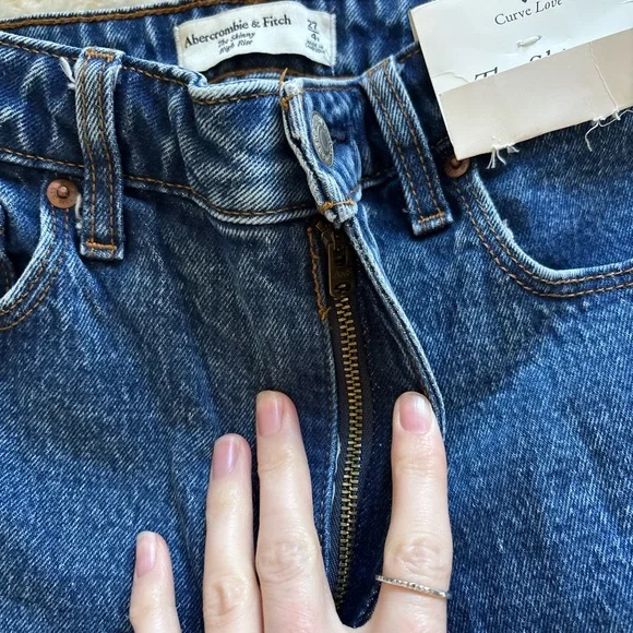 Abercrombie & Fitch Dark Blue High-Rise Skinny Jeans - Picture 9 of 9